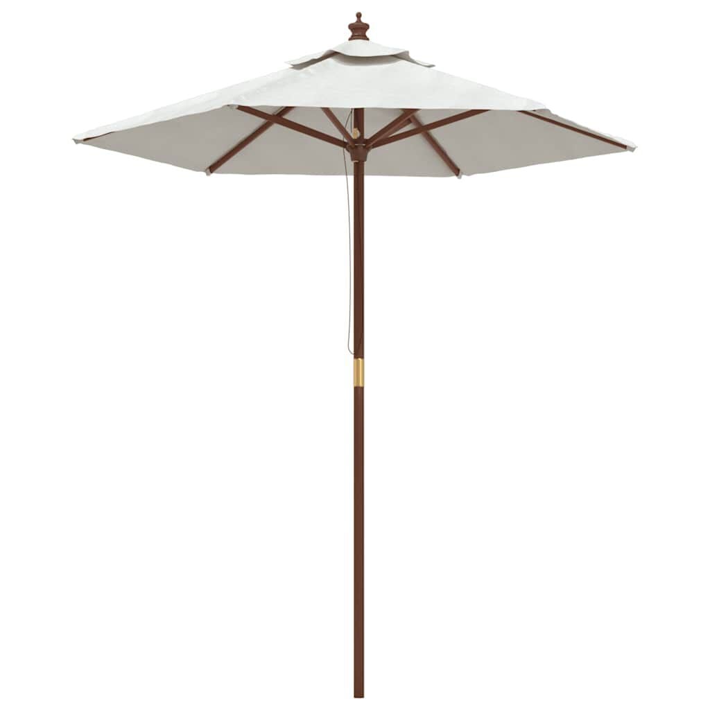 265214 - VIDA XL Çadër dielli për kopsht me shkop druri, ngjyrë rëre 196x231 cm