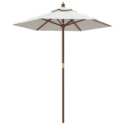 265214 - VIDA XL Çadër dielli për kopsht me shkop druri, ngjyrë rëre 196x231 cm