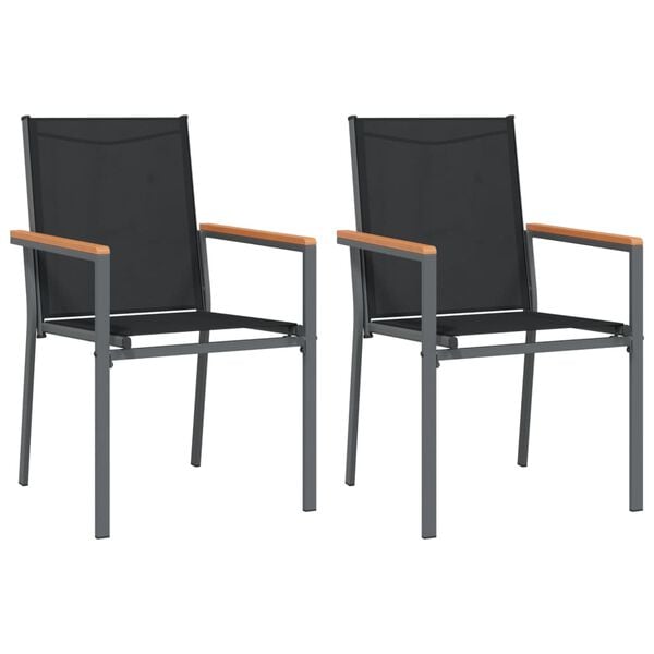 334171 - VIDA XL Karrige kopshti 2 copë të zeza 55x61,5x90 cm Tekstilin dhe çelik