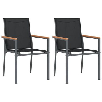 334171 - VIDA XL Karrige kopshti 2 copë të zeza 55x61,5x90 cm Tekstilin dhe çelik