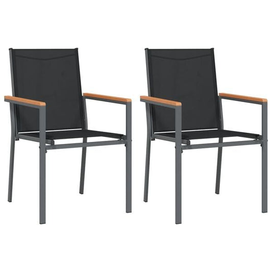 334171 - VIDA XL Karrige kopshti 2 copë të zeza 55x61,5x90 cm Tekstilin dhe çelik
