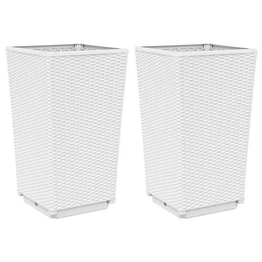 333232 - VIDAXL Vazo kopshti 2 copë të bardha 32,5x32,5x57 cm, PP