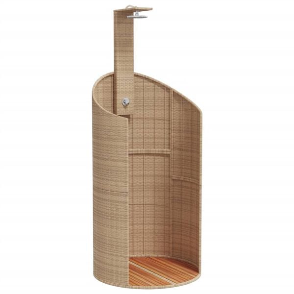 333234 - VidaXL Dush i Jashtëm, Bezhë 100x100x241,5 cm, Polietileni Rattan dhe Druri i Akacies