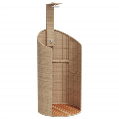 333234 - VidaXL Dush i Jashtëm, Bezhë 100x100x241,5 cm, Polietileni Rattan dhe Druri i Akacies