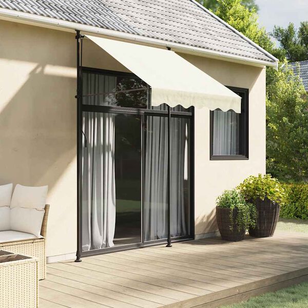 333236 - VIDA XL Tendë e tërheqshme krem 150x150 cm, Pëlhurë dhe çelik