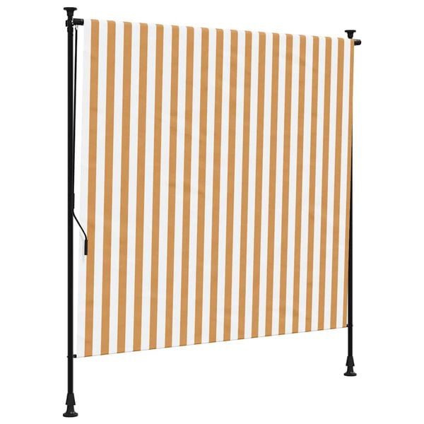 291244 - VIDAXL Perde me rul për jashtë, portokalli dhe të bardhë 150x270 cm, Pëlhurë dhe çelik