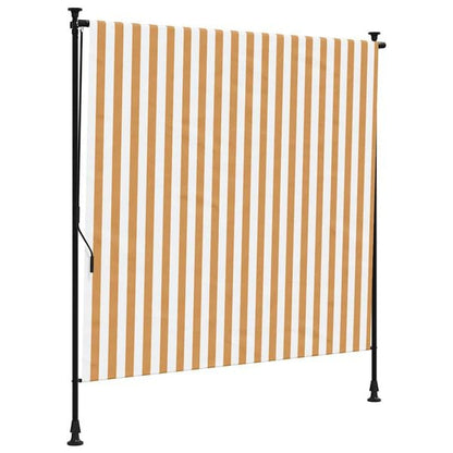 291244 - VIDAXL Perde me rul për jashtë, portokalli dhe të bardhë 150x270 cm, Pëlhurë dhe çelik
