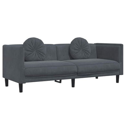 244603 - VIDA XL Divan me Jastëkë 3-Vendësh, Kadife Gri e Errët