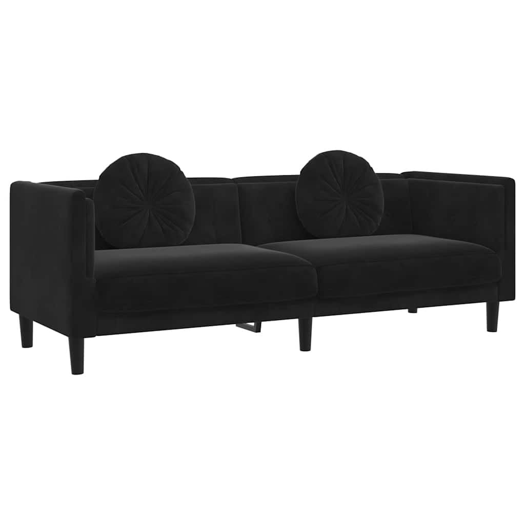 280274 - VIDA XL Divan me Jastëkë 3-Vendësh, Kadife e Zezë