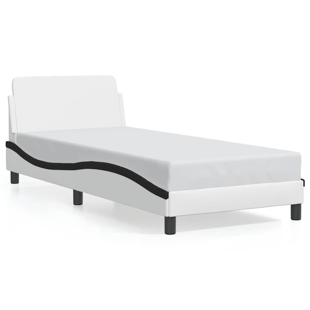 265261 - VIDA XL Kornizë shtrati "Dover" E bardhë dhe e zezë 90x190 cm Lëkurë artificiale