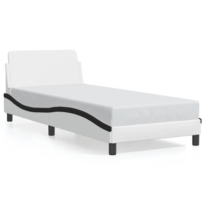 265261 - VIDA XL Kornizë shtrati "Dover" E bardhë dhe e zezë 90x190 cm Lëkurë artificiale