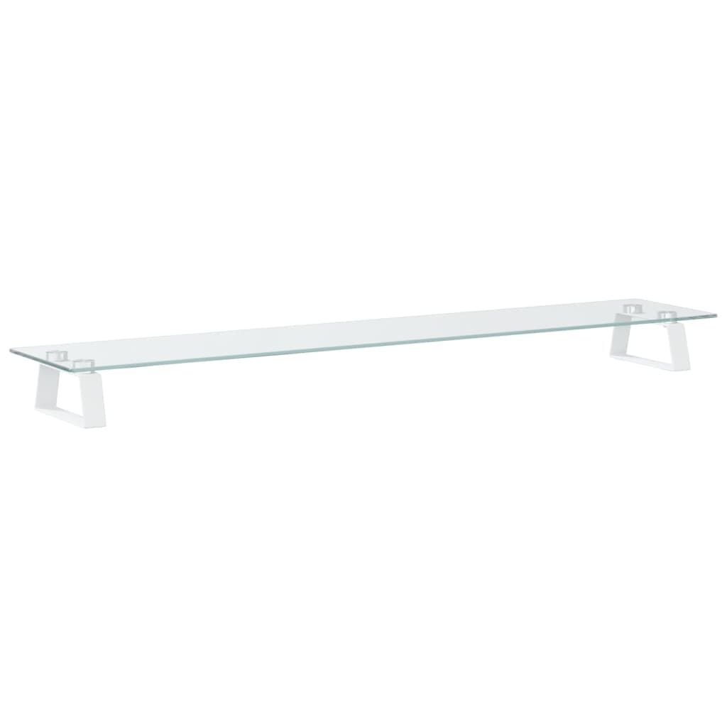 265267 - VIDA XL Stand Monitori E Bardhë 100x20x8 cm Xham i Temperuar dhe Metal i Temperuar