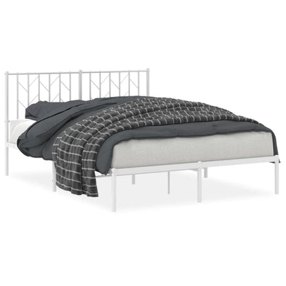 265268 - VIDA XL Kornizë shtrati metalike pa dyshek me kokën e shtratit, e bardhë 135x190 cm