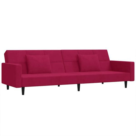 181517 - VIDAXL Divan-Krevati 2-Vendësh me 2 Jastëkë, Materiali: Kadife, Ngjyra: e Kuqe Bordo