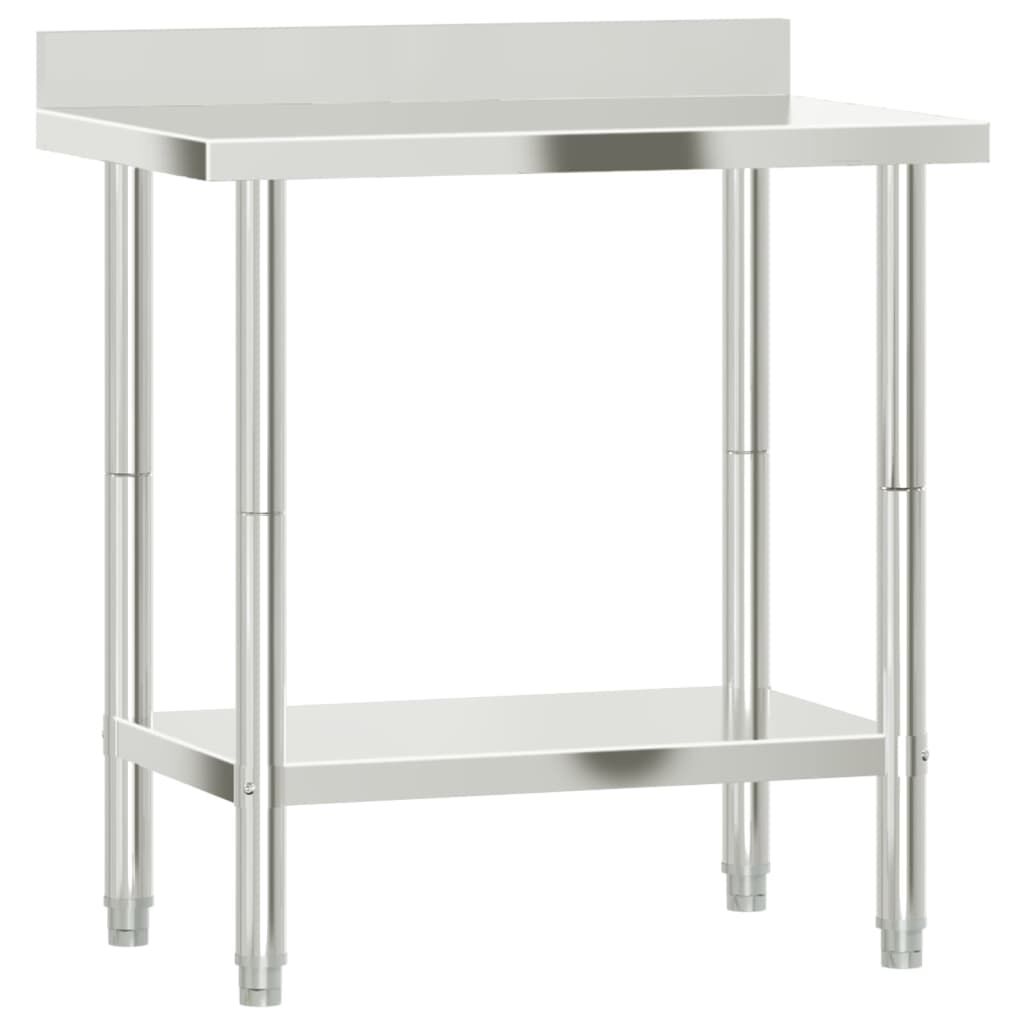 280280 - VIDA XL Tavolinë Pune Kuzhine me Spërkatje Prapa 82,5x55x93 cm Çelik Inoks