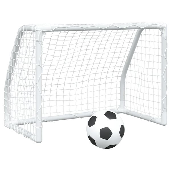 244638 - VIDA XL Porta Futbolli për Fëmijë 2 copë me Top 64x35x48 cm Metalike të Bardha