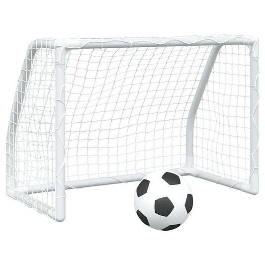 244638 - VIDA XL Porta Futbolli për Fëmijë 2 copë me Top 64x35x48 cm Metalike të Bardha