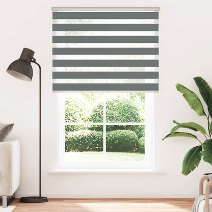 280340 - VIDAXL Perde Zebra Gri e Errët 140x200 cm, Gjerësia e pëlhurës 135,9 cm, Poliester