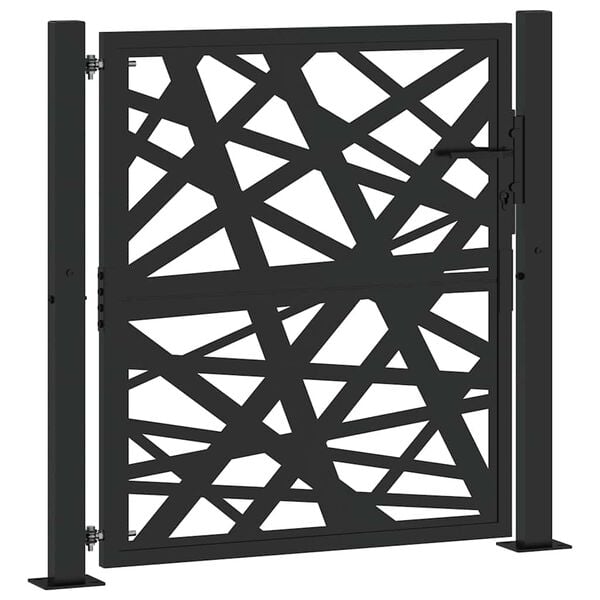 334274 - VIDA XL Portë Kopshti, ngjyrë çeliku, e zezë, 100x100 cm