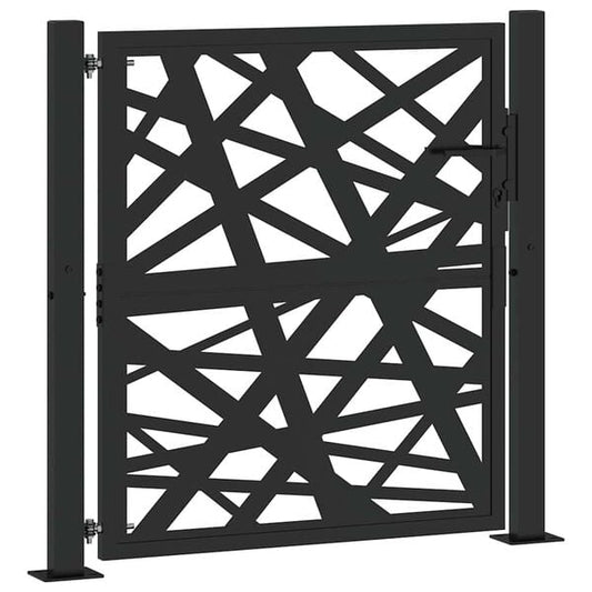 334274 - VIDA XL Portë Kopshti, ngjyrë çeliku, e zezë, 100x100 cm