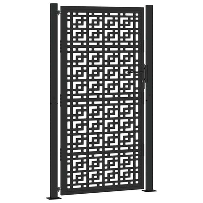 280358 - VIDAXL Portë Kopshti e Zezë 100x175 cm Dizajn Kryqi Çeliku