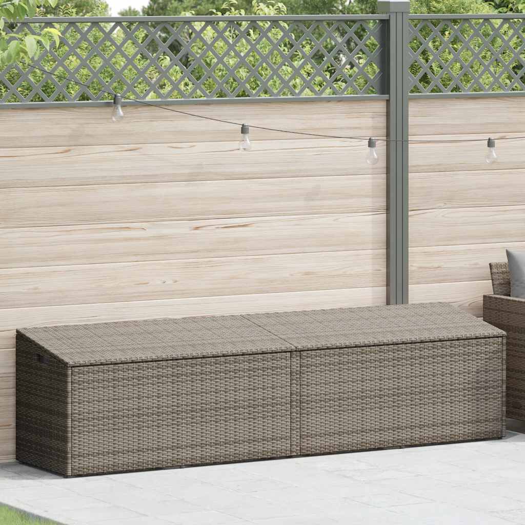 280364 - VIDAXL Kuti Ruajtjeje për Kopsht, Gri 220x50x58 cm, Prerë nga Polietileni Rattan
