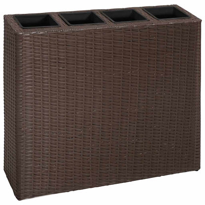 280407 - vidaXL Mbajtëse Kopshti me 4 Vazo, Poliratan Kafe 79 × 22 × 76 cm