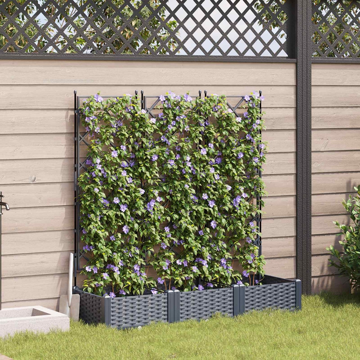 265350 - Vazo kopshti idaXL 3 copë Gri 120 x 40 x 125.5 cm Plastike
