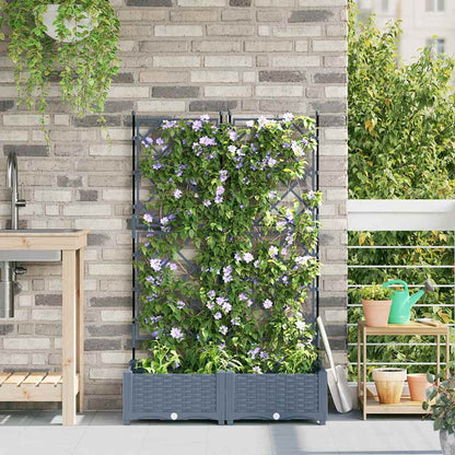 265352 - vidaXL Garden Planter 2 pcs LiGht Grey 80 x 40 x 125.5 cm Plastic