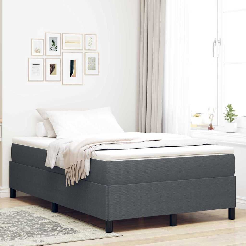 280409 - vidaXL Krevat Box Spring prej kadifeje me vija në ngjyrë gri të errët, 120 x 200 cm