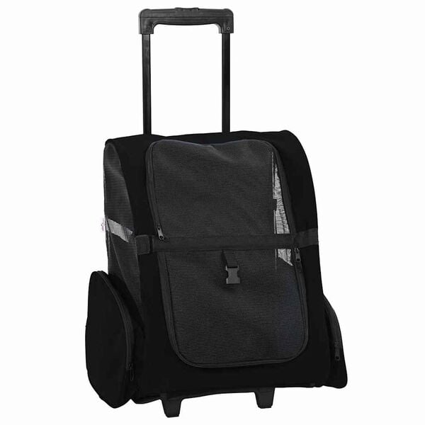 244730 - VIDAXL Karrocë për Kafshë Shtëpiake 3-në-1 me Dizajn të Zi 48x32x(57-106) cm Pëlhurë Oxford