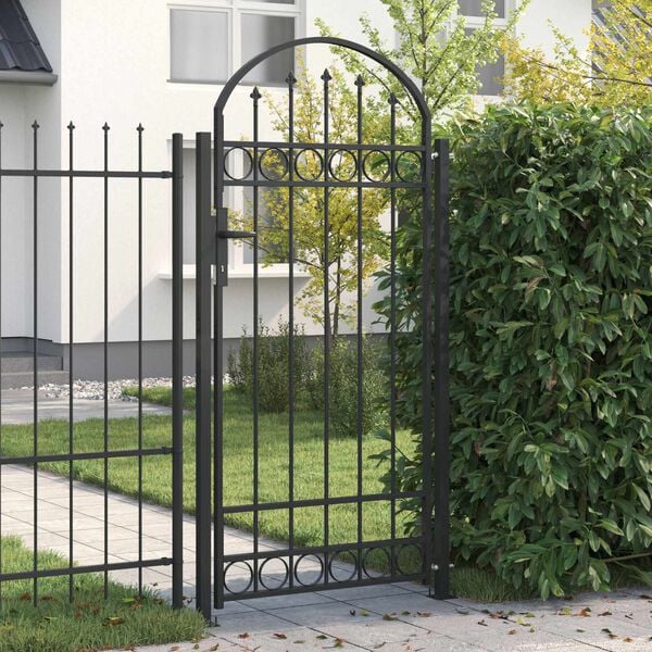 291399 - VIDA XL Shtyllë Gardhi 200 x 88 x 14 cm Gri Çeliku me Mbyllje