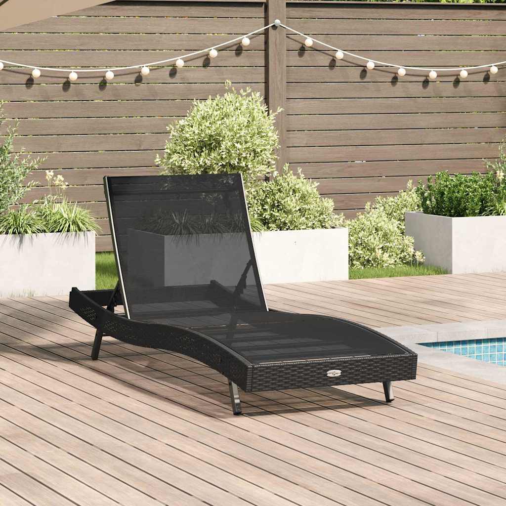 280421 - vidaXL Shezlong Dielli i Zi 197 x 70 x 82 cm prej Polietileni Ratan