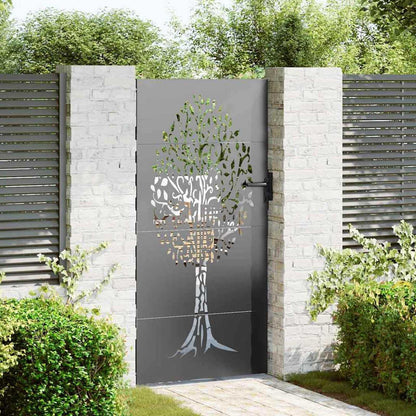 265383 - vidaXL Portë Kopshti me Dry të Zezë 85 x 200 cm Çelik i veshur me pluhur
