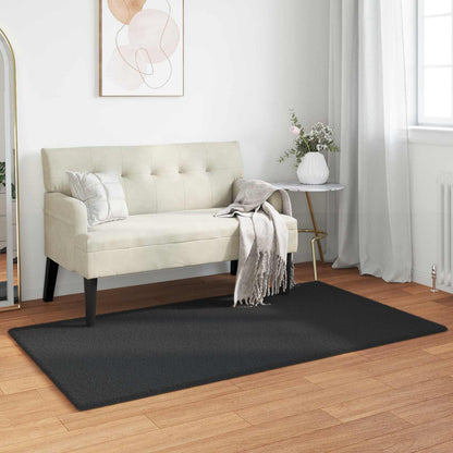 280450 - vidaXL Qilim Anti-Rrëshqitës me Lesh Lepuri Artificial OLITE i Zi 80 x 150 cm Poliester