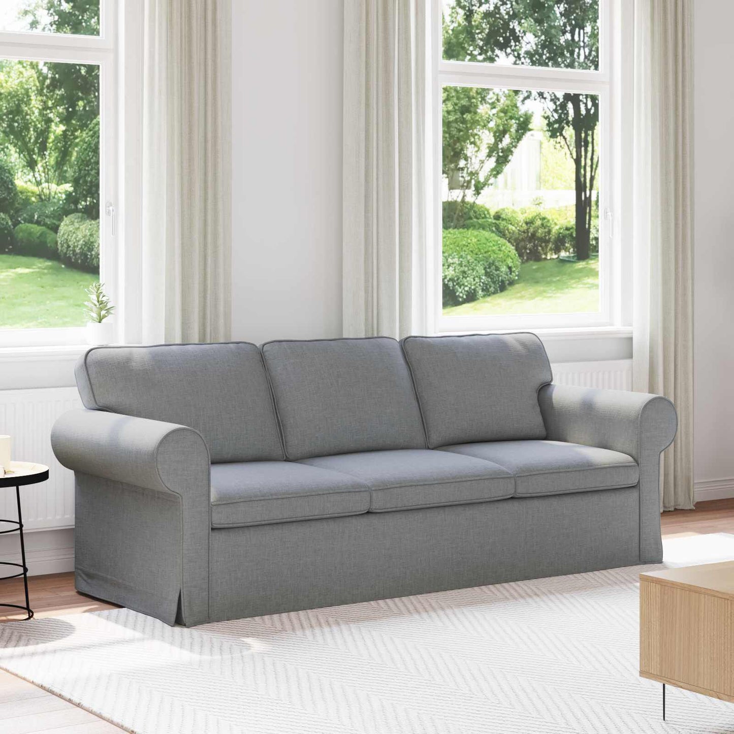 280460 - vidaXL Divan Gri i Çelët 215 x 82 x 80 cm, Pëlhurë, Divan Modern, Dizajn Ergonomik