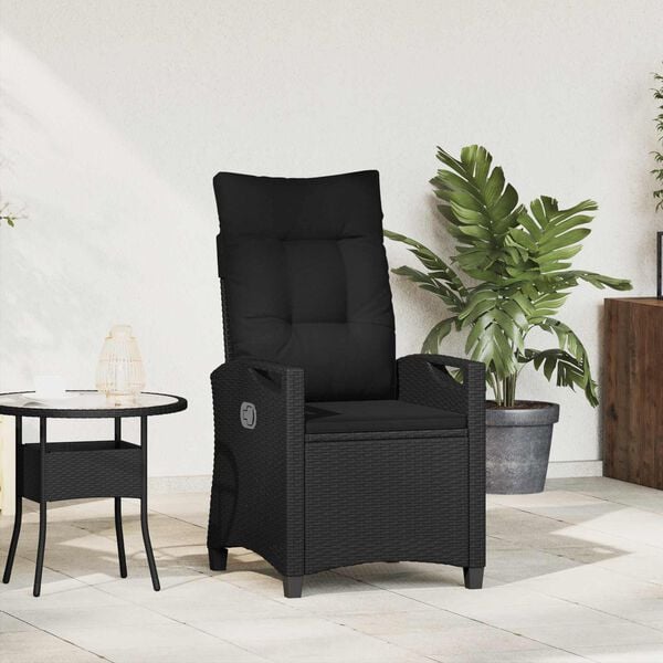334368 - VIDAXL Karrige Kopshti e Shtrirë e Zezë 56 x 60 x 112 cm prej Polietileni Ratan
