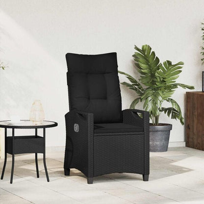 334368 - VIDAXL Karrige Kopshti e Shtrirë e Zezë 56 x 60 x 112 cm prej Polietileni Ratan