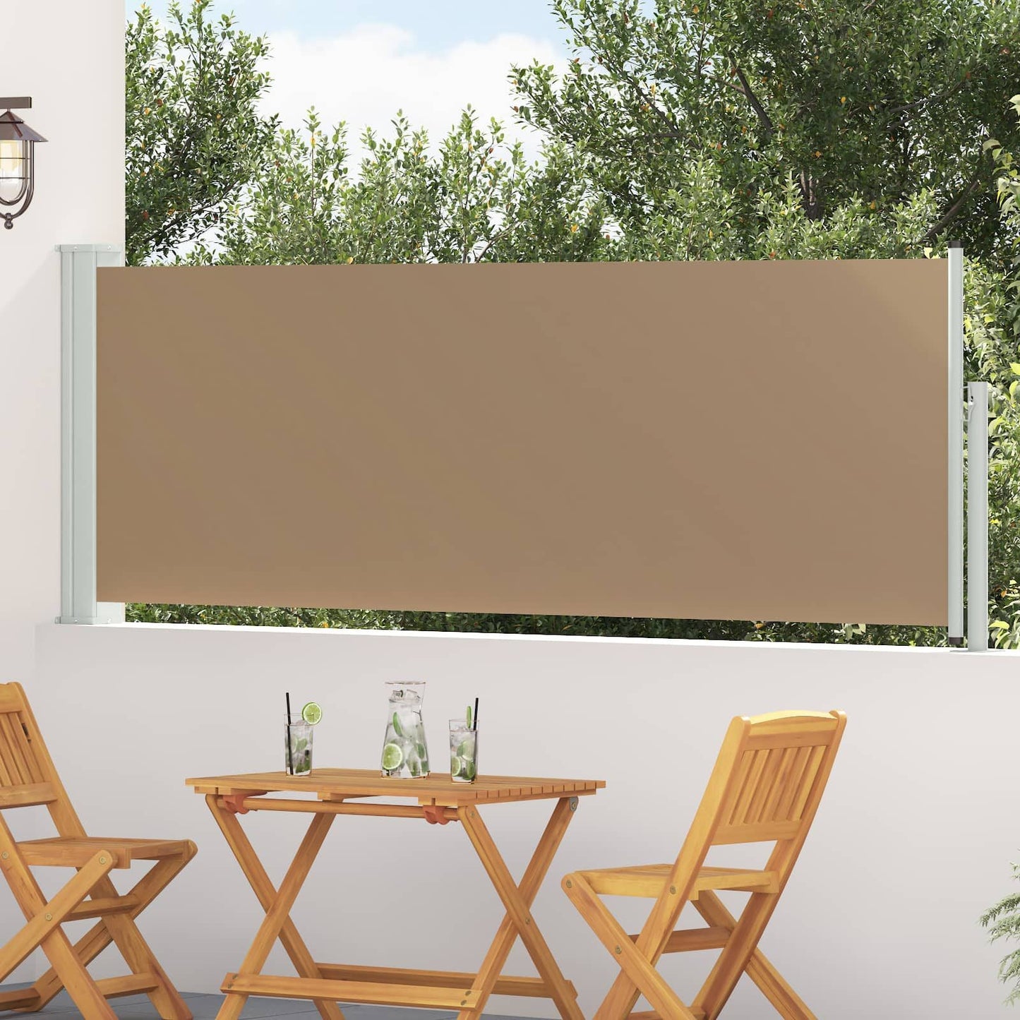 280470 - vidaXL Tendë anësore e tërheqshme, ngjyrë taupe, 300 x 100 cm, poliestër