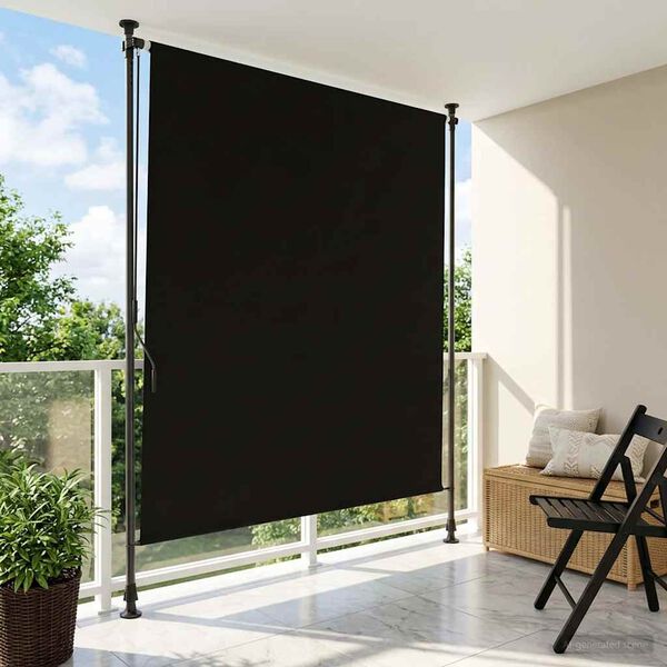 333456 - VIDAXL Perde me Rul për Jashtë, E zezë 200 x 270 cm