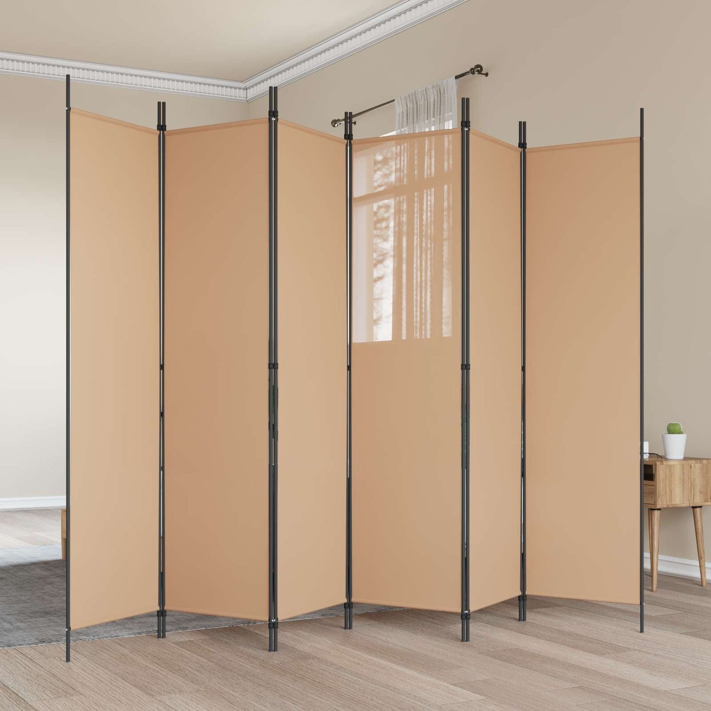280478 - vidaXL Ndarëse Dhome me 6 Panele, Ngjyrë Bezhë 300 x 200 cm, Pëlhurë