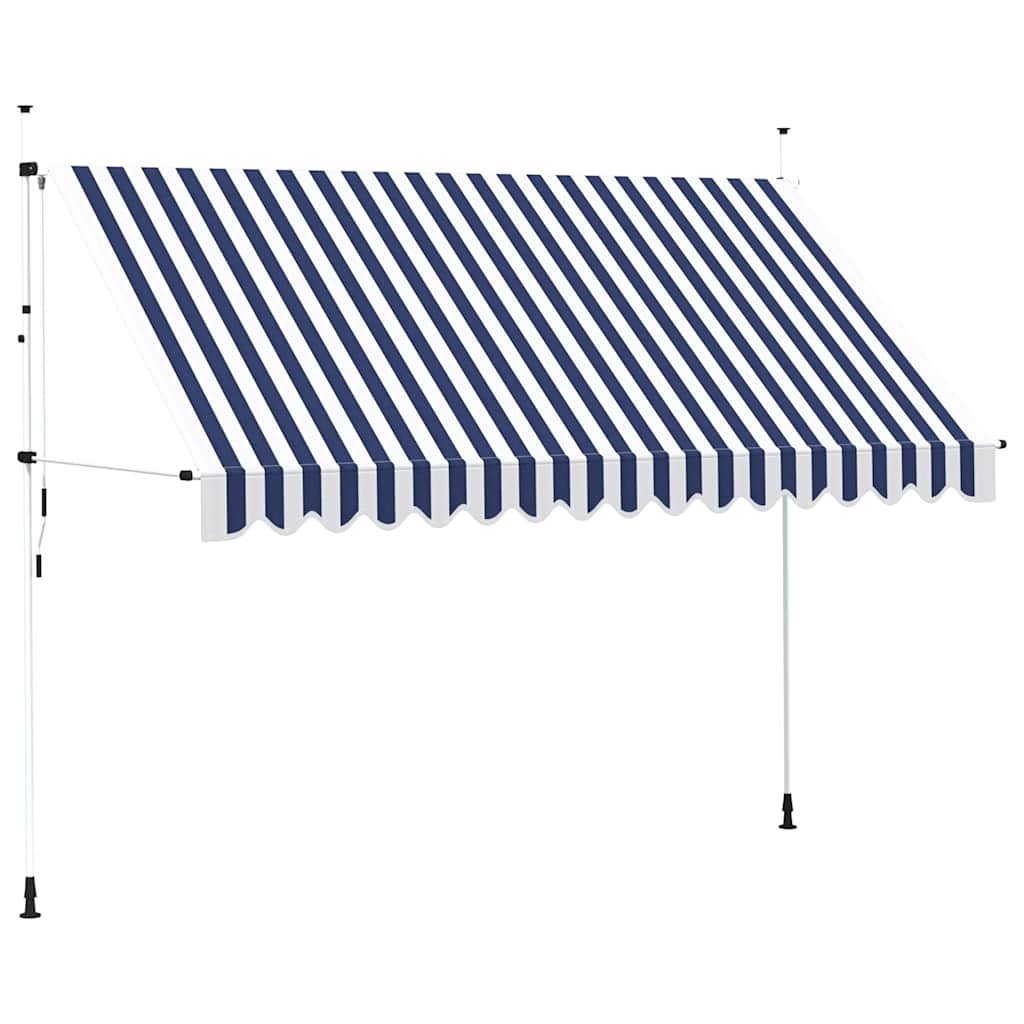 244494 - Tendë vidaXL e tërheqshme manuale 350 cm me vija blu dhe të bardha
