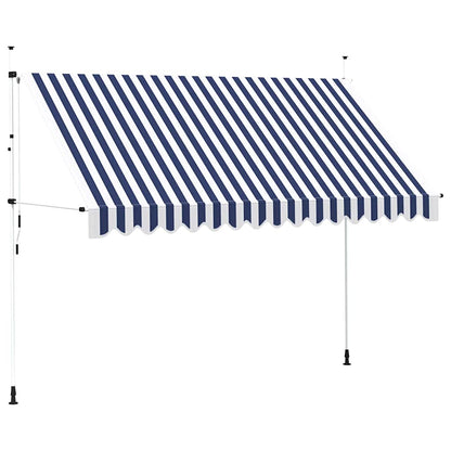 244494 - Tendë vidaXL e tërheqshme manuale 350 cm me vija blu dhe të bardha