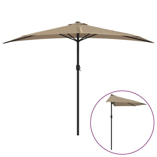 333195 - VIDAXL Çadër dielli për ballkon me shufër alumini, ngjyrë taupe 300x155 cm, gjysmë