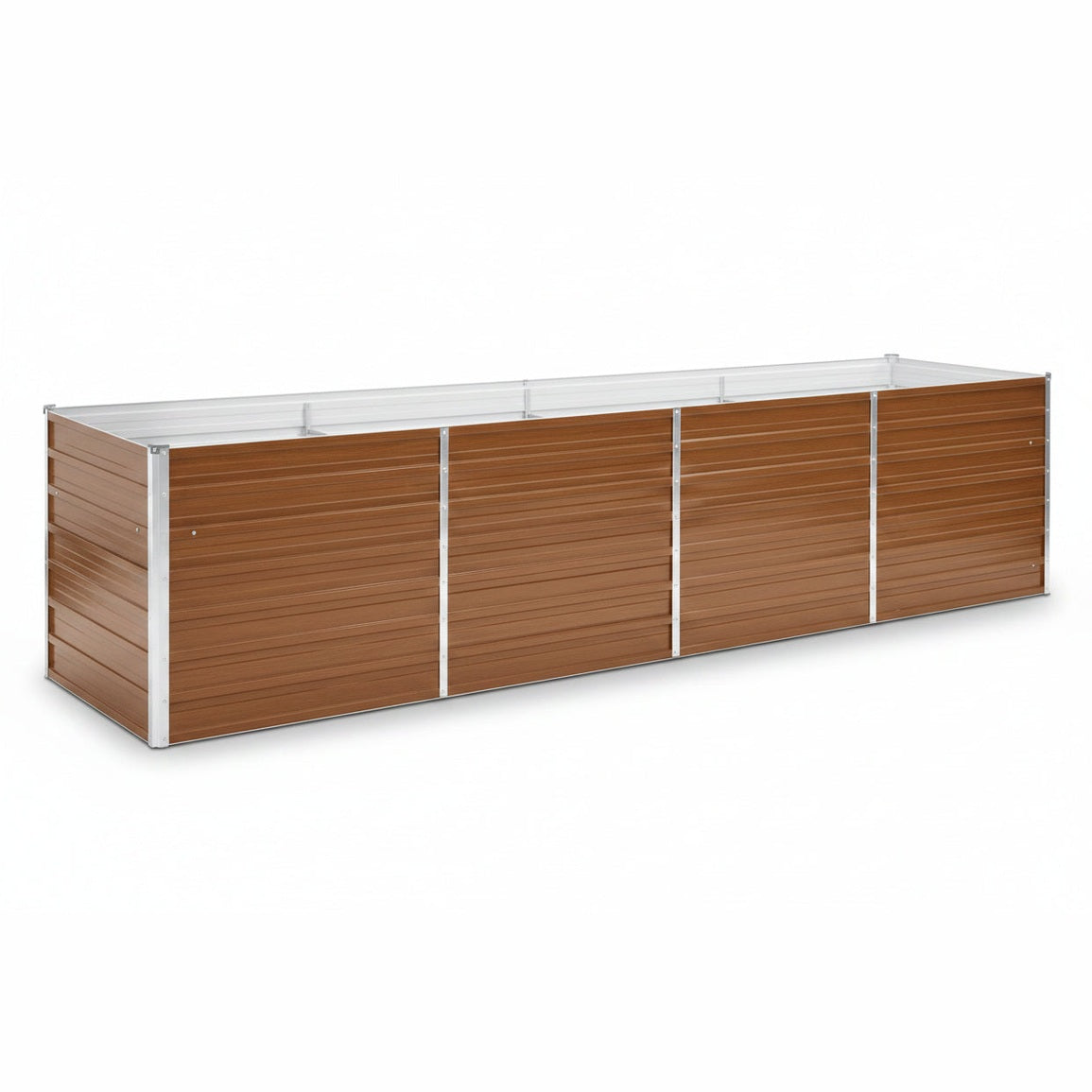 244333 - vidaXL Kuti e Ngritur për Kopsht 320x80x77 cm – Çelik i Galvanizuar, Ngjyrë Kafe