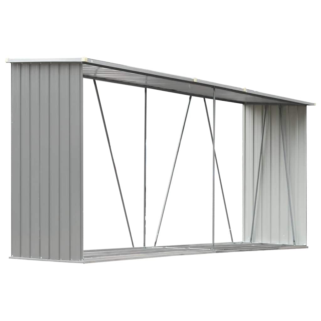 244452 - vidaXL Depozitim Druri për Kopsht, Çelik i Galvanizuar, Gri 330x84x152 cm