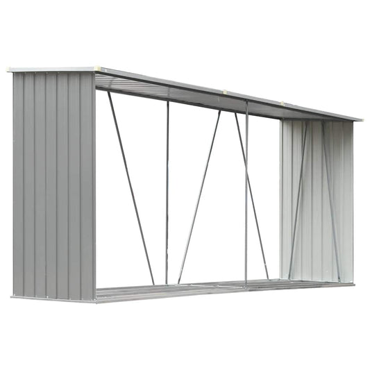 244452 - vidaXL Depozitim Druri për Kopsht, Çelik i Galvanizuar, Gri 330x84x152 cm