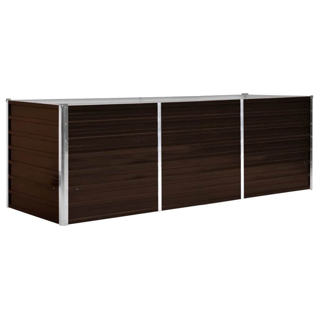 265403 - vidaXL Vazo e Ngritur për Kopsht 240×80×77 cm – Çelik i Galvanizuar Kafe
