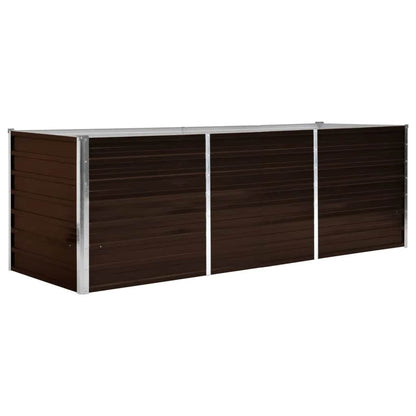 265403 - vidaXL Vazo e Ngritur për Kopsht 240×80×77 cm – Çelik i Galvanizuar Kafe