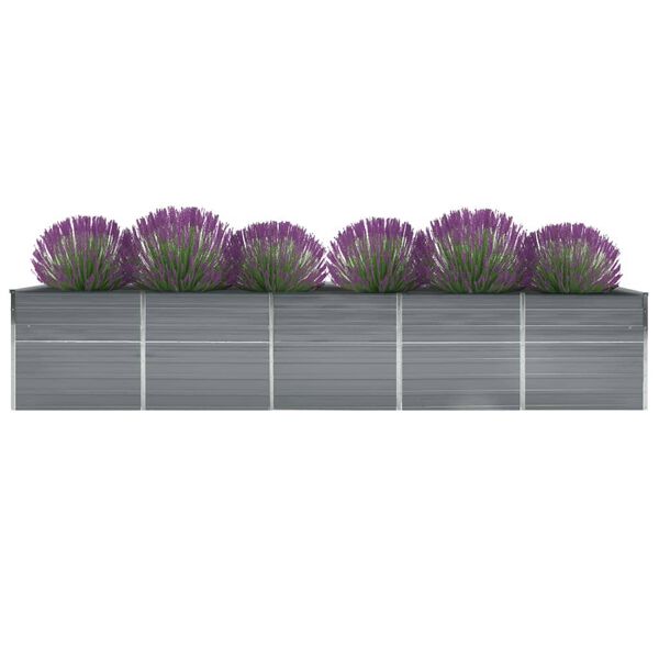 265069 - vidaXL Vazo e Ngritur për Kopsht prej Çeliku të Galvanizuar 400x80x45 cm – Gri
